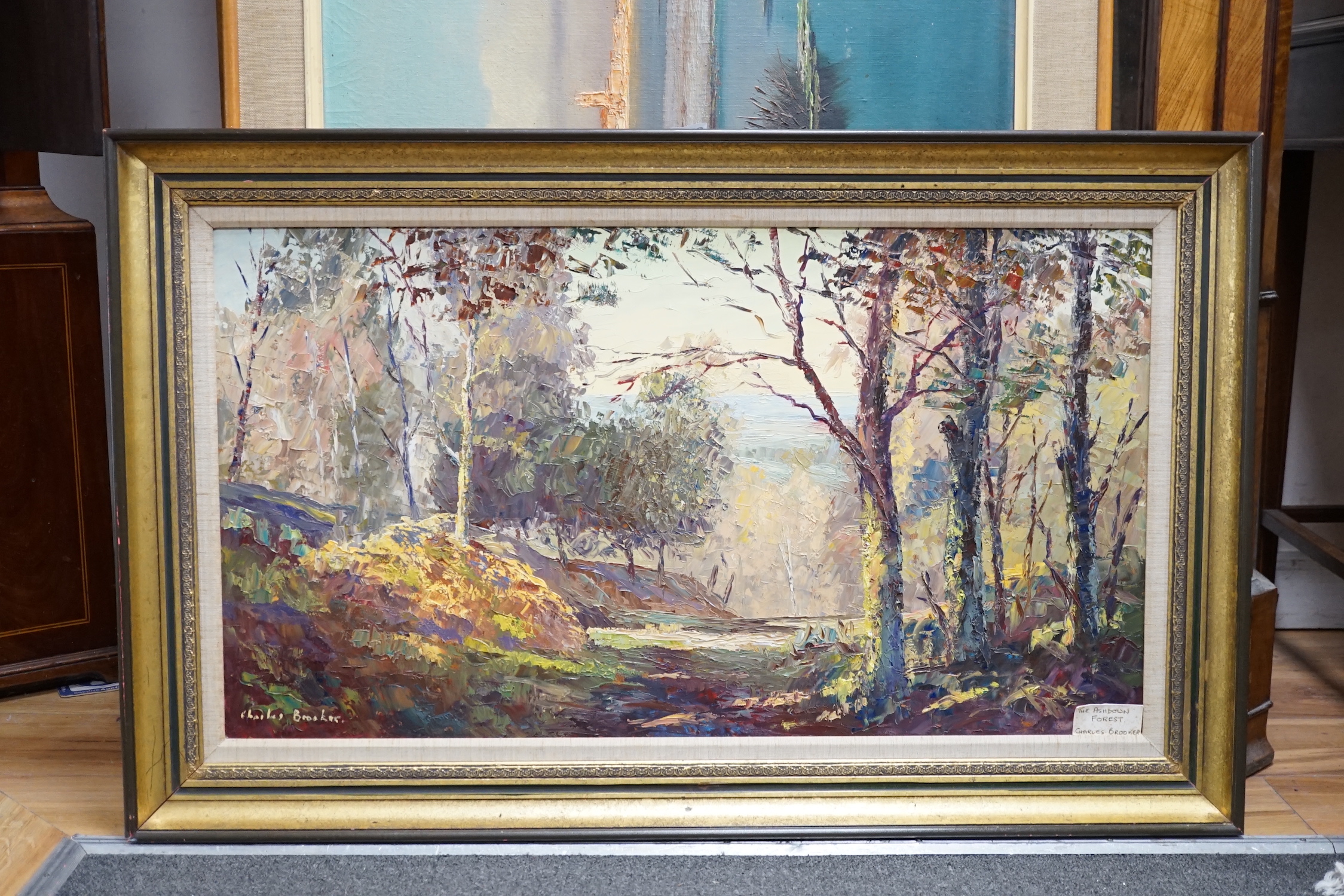 Charles Brooker (1924-2001), oil on board, ‘The Ashdown Forrest’, signed, 44 x 80cm